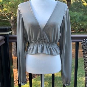 Pull & Bear Silver Glittery Crop Top